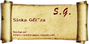 Sinka Géza névjegykártya